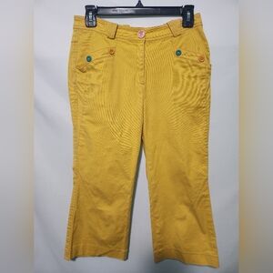 Tai Dyi Yellow Capri Pants. Size Large. Colorful Buttons.